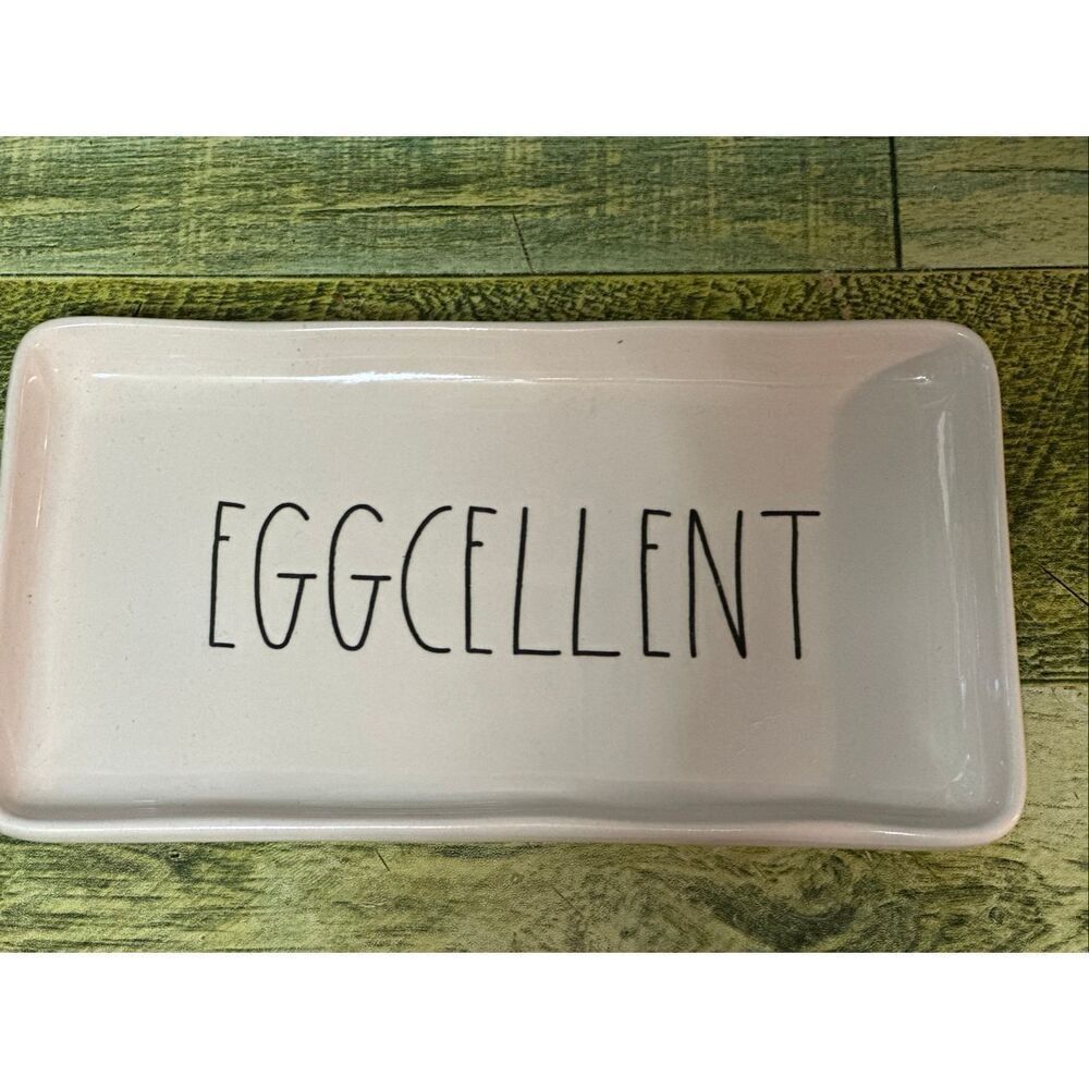 RAE DUNN ARTISAN  BY MAGENTA "EGGCELLENT" RECTANGLE TRAY 9 x 5
